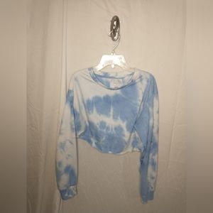 Crop Crew Refuge Athletics Blue Tie Dye Crop Sweatshirt Small